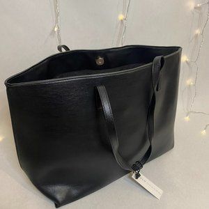LULU DHARMA Black Matte Vegan Leather Tote